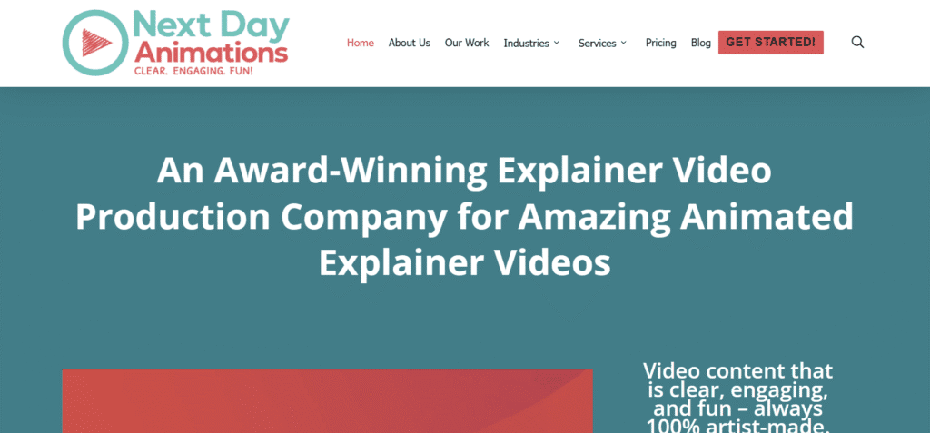 Next day animations webpage.